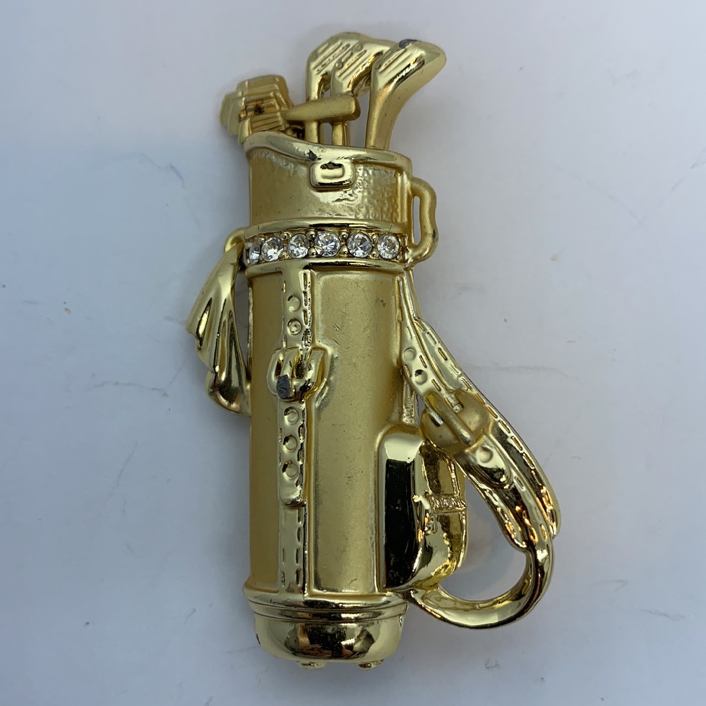 Signed Ajc Golf Club Bag Brooch Pin